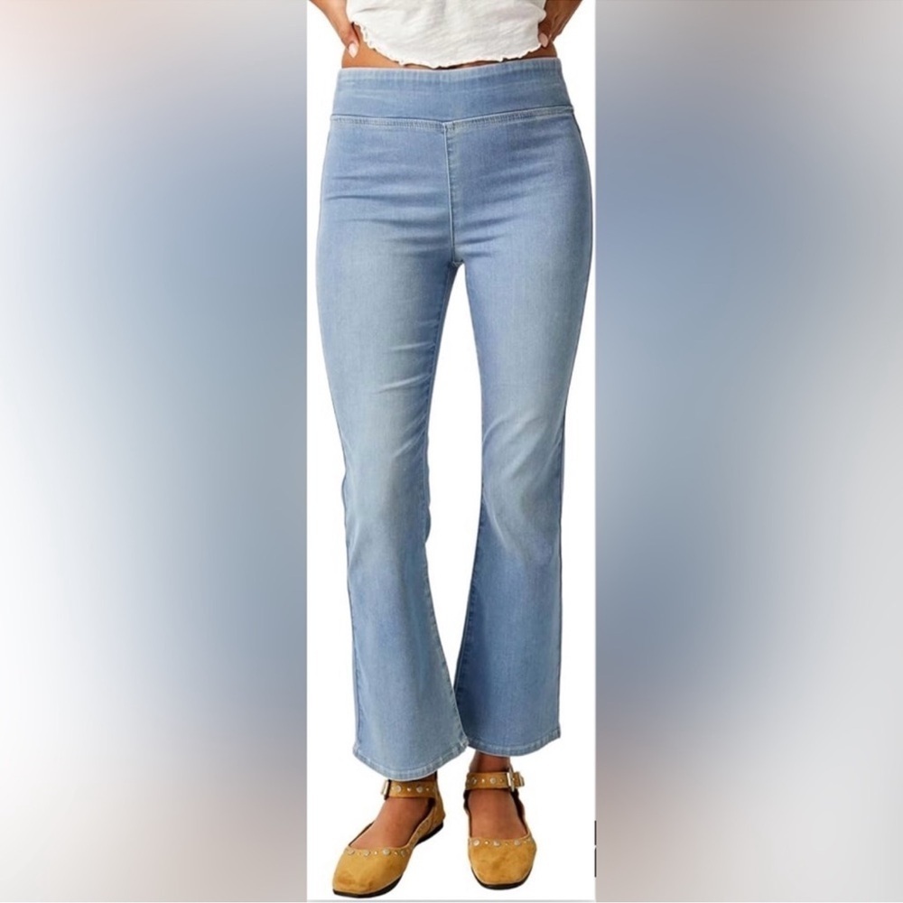 We The Free In My Feelings Flare Pull On Jeans Sz Small Medium Wash - Picture 7 of 7